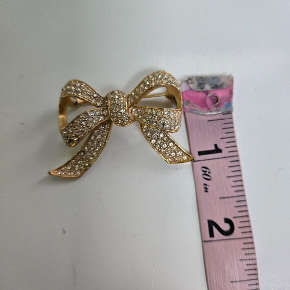 Vintage Rhinestone Crystal Bow Stamped 1734 1.5"x1" - Picture 4 of 5